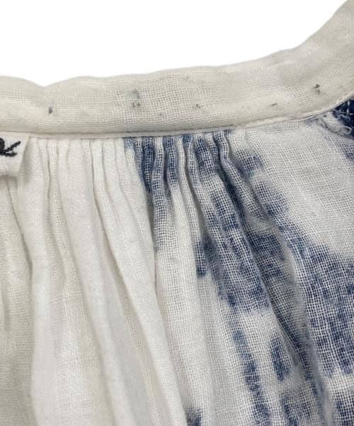 45R（フォーティファイブ・アール）45R (フォーティファイブ・アール) 二重織プリントのギャザードレス ホワイト サイズ:FREEの古着・服飾アイテム