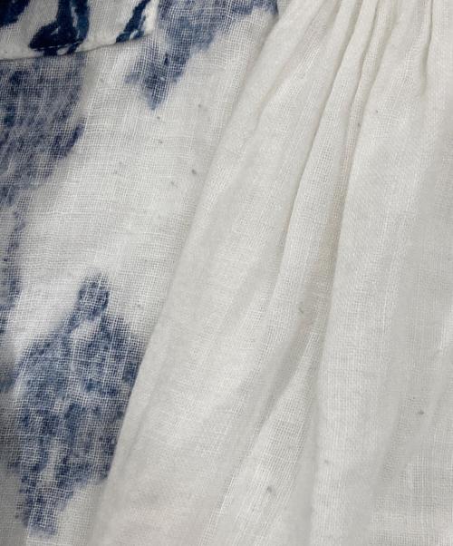 45R（フォーティファイブ・アール）45R (フォーティファイブ・アール) 二重織プリントのギャザードレス ホワイト サイズ:FREEの古着・服飾アイテム