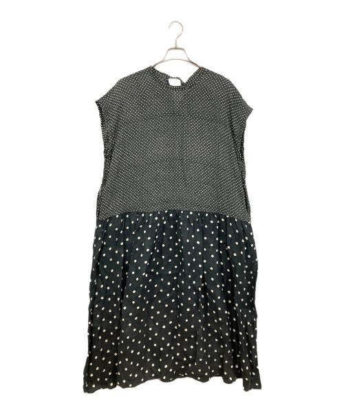 45R（フォーティファイブ・アール）45R (フォーティーファイブアール) インドリネンドットプリントのドレス ブラック サイズ:FREEの古着・服飾アイテム
