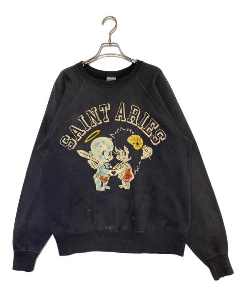 SAINT MICHAEL（セントマイケル）SAINT MICHAEL (セントマイケル) ARIES (アリーズ) ARS CREW SWEAT/ST ARIES ブラック サイズ:Lの古着・服飾アイテム