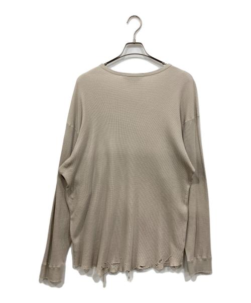 ANCELLM（アンセルム）ANCELLM (アンセルム) DAMAGE WAFFLE CREW LS T-SHIRT ベージュ サイズ:3の古着・服飾アイテム