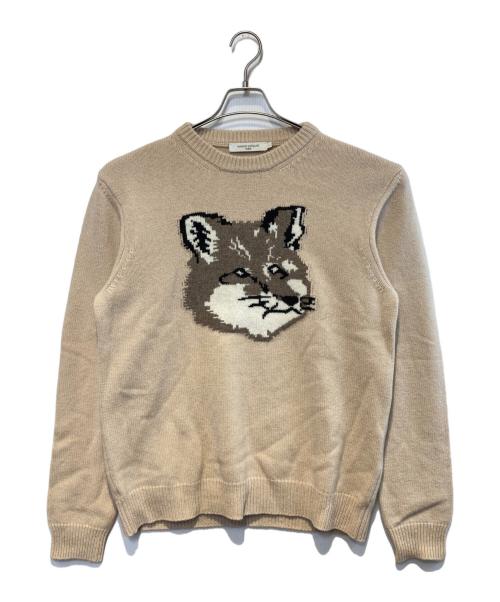 maison kitsune（メゾンキツネ）maison kitsune (メゾンキツネ) BIG FOX HEAD PULLOVER ベージュ サイズ:Lの古着・服飾アイテム