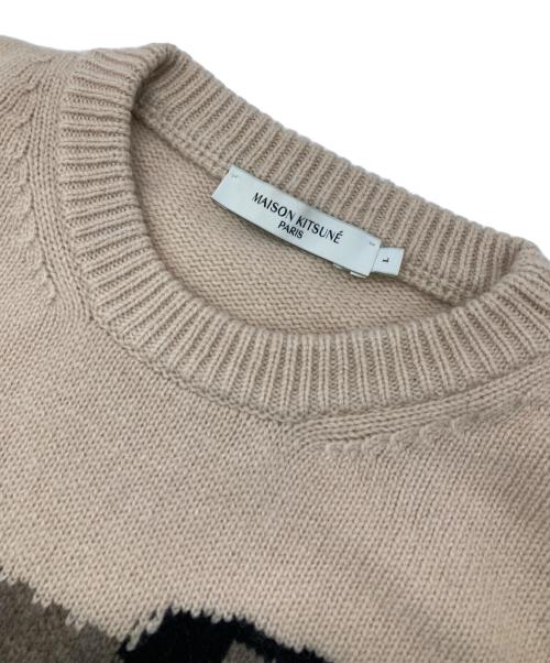 maison kitsune（メゾンキツネ）maison kitsune (メゾンキツネ) BIG FOX HEAD PULLOVER ベージュ サイズ:Lの古着・服飾アイテム