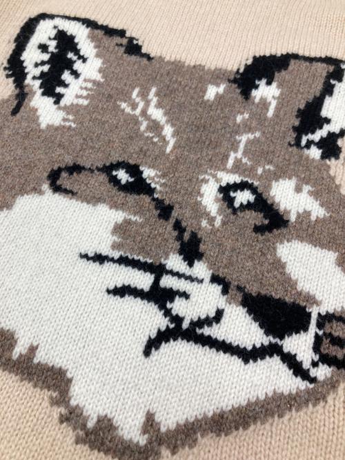 maison kitsune（メゾンキツネ）maison kitsune (メゾンキツネ) BIG FOX HEAD PULLOVER ベージュ サイズ:Lの古着・服飾アイテム