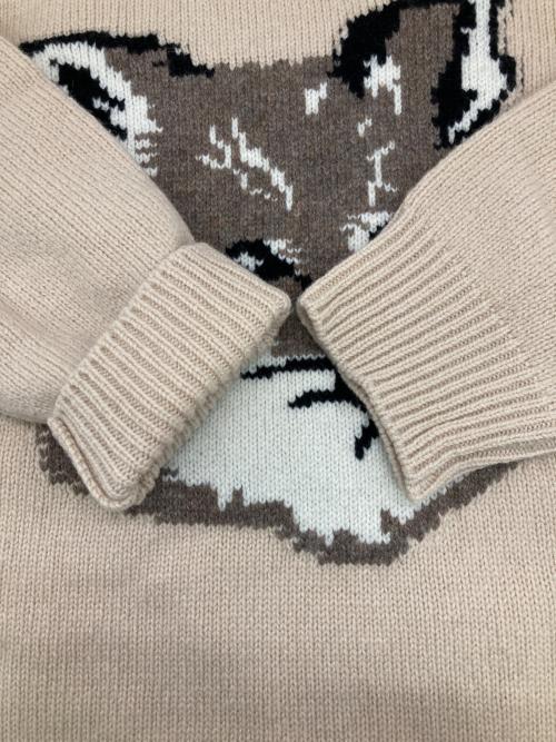 maison kitsune（メゾンキツネ）maison kitsune (メゾンキツネ) BIG FOX HEAD PULLOVER ベージュ サイズ:Lの古着・服飾アイテム