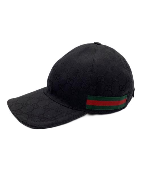 GUCCI（グッチ）GUCCI (グッチ) GGキャンバス ベースボールキャップ ブラック サイズ:S57の古着・服飾アイテム