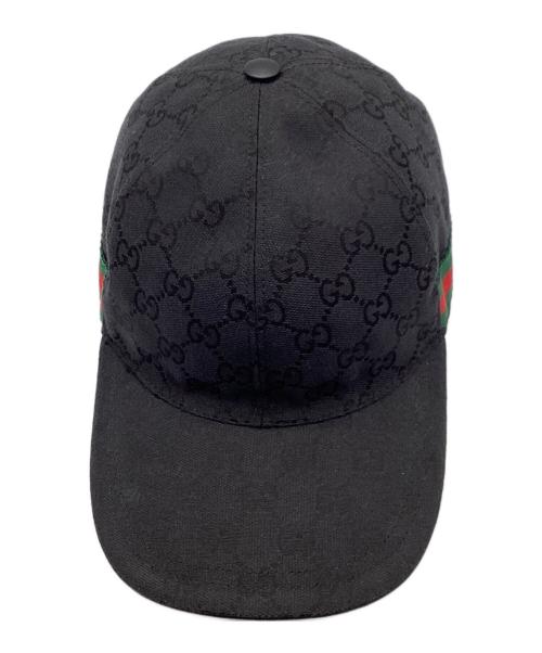 GUCCI（グッチ）GUCCI (グッチ) GGキャンバス ベースボールキャップ ブラック サイズ:S57の古着・服飾アイテム