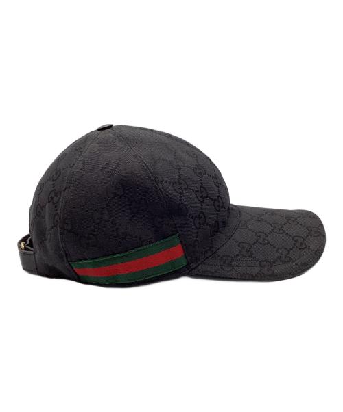 GUCCI（グッチ）GUCCI (グッチ) GGキャンバス ベースボールキャップ ブラック サイズ:S57の古着・服飾アイテム