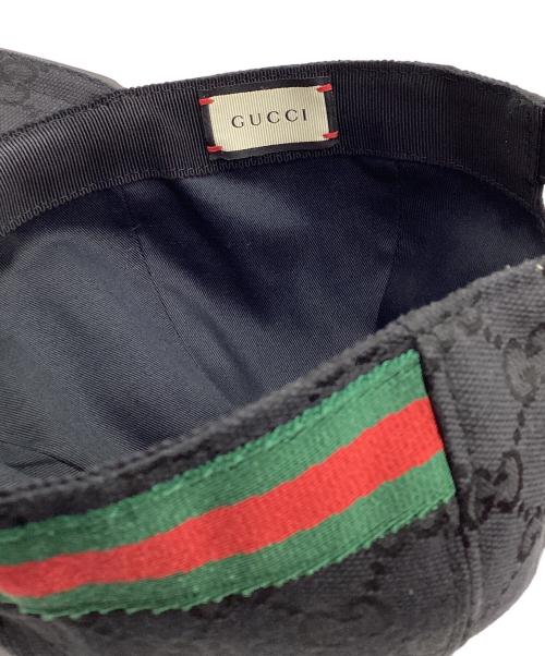 GUCCI（グッチ）GUCCI (グッチ) GGキャンバス ベースボールキャップ ブラック サイズ:S57の古着・服飾アイテム