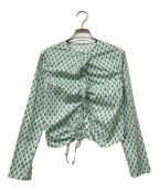 BACCAバッカ）の古着「リバティプリント ギャザードフリルブラウス」｜グリーン