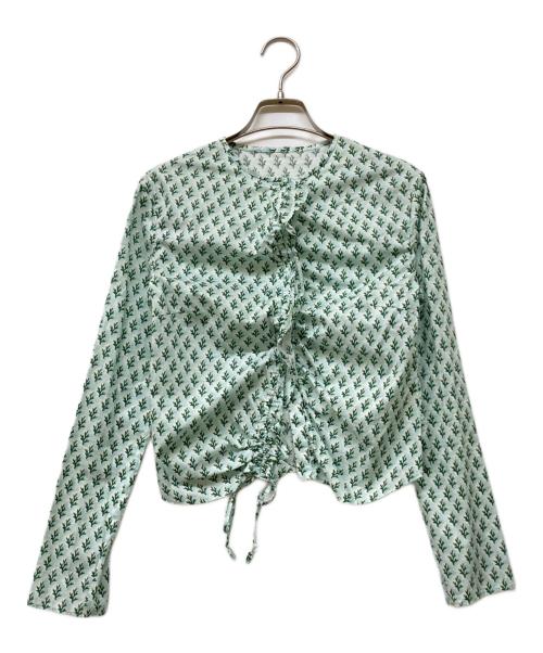 BACCA（バッカ）BACCA (バッカ) リバティプリント ギャザードフリルブラウス グリーン サイズ:36の古着・服飾アイテム