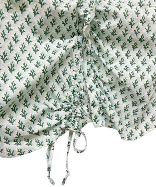 BACCA（バッカ）BACCA (バッカ) リバティプリント ギャザードフリルブラウス グリーン サイズ:36の古着・服飾アイテム