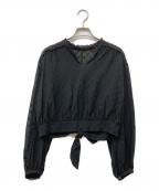 BALLSEYボールジィ）の古着「コットンガーゼエンブロイダリー フリルギャザーブラウス」｜ブラック