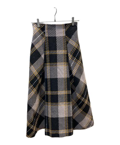 Snidel（スナイデル）Snidel (スナイデル) ロービングチェックフレアスカート ベージュ×ブラック サイズ:1の古着・服飾アイテム