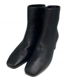 BEAUTY&YOUTH（ビューティーアンドユース）の古着「レザースクエアトゥ ショートブーツ」｜ブラック