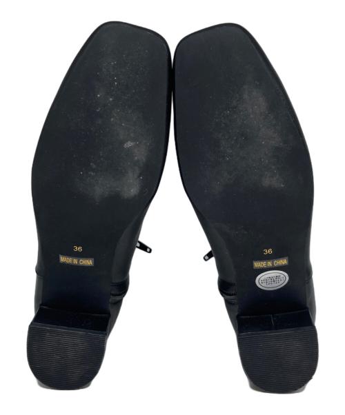 BEAUTY&YOUTH（ビューティーアンドユース）BEAUTY&YOUTH (ビューティーアンドユース) レザースクエアトゥ ショートブーツ ブラック サイズ:36の古着・服飾アイテム