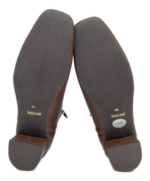 BEAUTY&YOUTH（ビューティーアンドユース）BEAUTY&YOUTH (ビューティーアンドユース) レザースクエアトゥ ショートブーツ ブラウン サイズ:36の古着・服飾アイテム