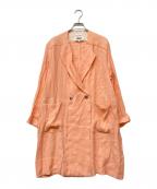 MM6 Maison Margielaエムエムシックスメゾンマルジェラ）の古着「リネンブレンドメタルボタンダブルブレストコート」｜ピンク