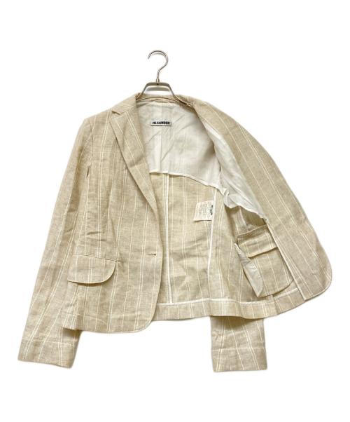 JIL SANDER（ジルサンダー）JIL SANDER (ジルサンダー) 2B リネンブレンドシングルブレストストライプジャケット ベージュ サイズ:38の古着・服飾アイテム