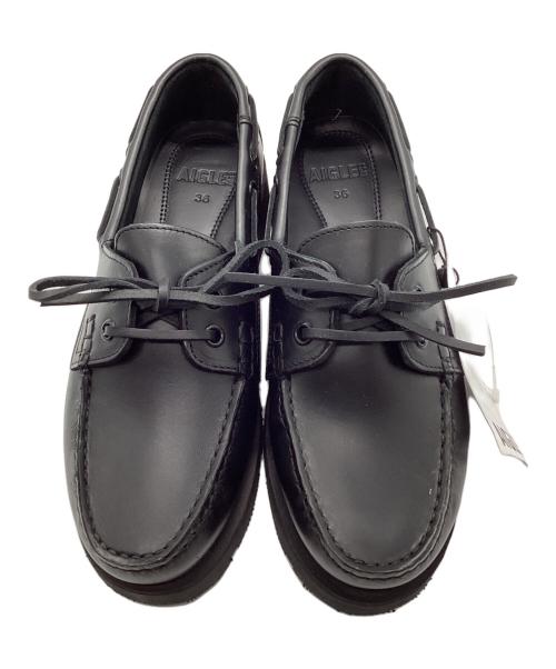 AIGLE（エーグル）AIGLE (エーグル) レザーデッキシューズ ブラック サイズ:36の古着・服飾アイテム