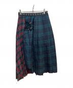 GRACE CLASSグレースクラス）の古着「アイレットベルトプリーツスカート」｜グリーン