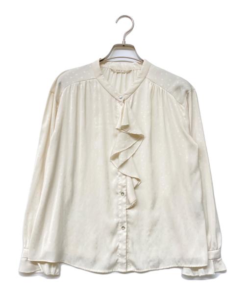 stola.（ストラ）stola. (ストラ) ドットエンボス割繊フリルブラウス アイボリー サイズ:36の古着・服飾アイテム