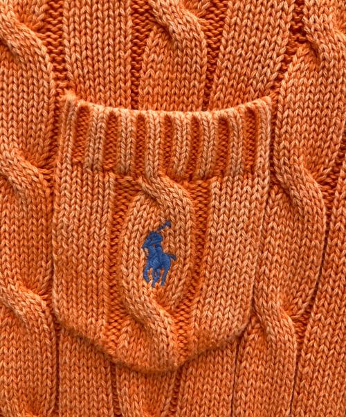 POLO RALPH LAUREN（ポロ・ラルフローレン）POLO RALPH LAUREN (ポロ・ラルフローレン) コットンケーブルショートスリーブニット オレンジ サイズ:XSの古着・服飾アイテム
