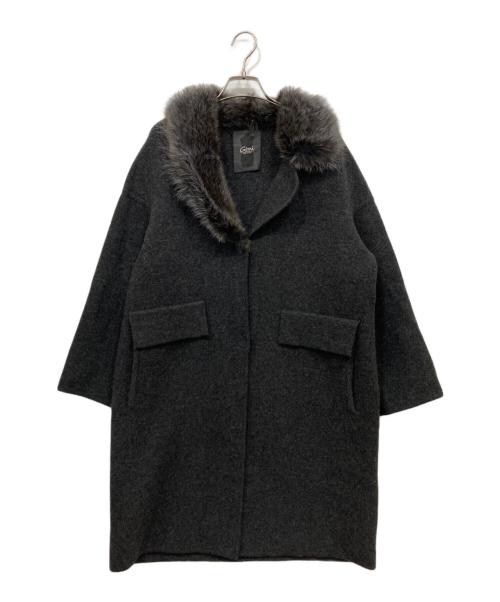 Giovi（ジョヴィ）Giovi (ジョヴィ) ファー付ニットコート グレー サイズ:44の古着・服飾アイテム