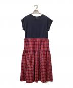 DUAL VIEWデュアルヴュー）の古着「ジャージ×ジャガードチェックハイパードレス」｜レッド