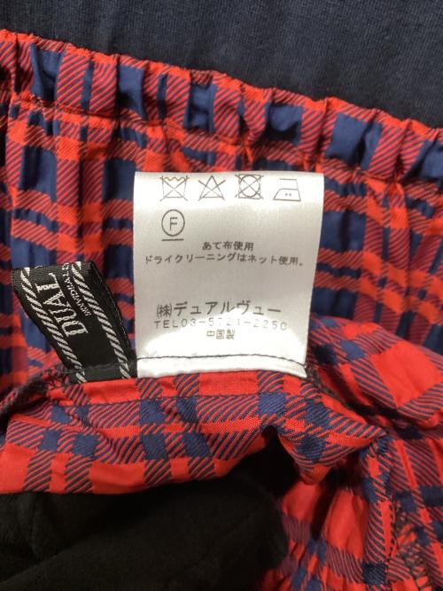 DUAL VIEW（デュアルヴュー）DUAL VIEW (デュアルヴュー) ジャージ×ジャガードチェックハイパードレス レッド サイズ:40の古着・服飾アイテム