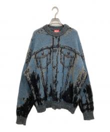 DIESEL（ディーゼル）の古着「Gジャン柄 モヘアニット」｜ブルー