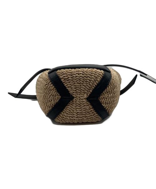 VIOLAd'ORO（ヴィオラドーロ）VIOLAd'ORO (ヴィオラドーロ) レザーポケットトート アバカ Sサイズ ベージュ×ブラックの古着・服飾アイテム