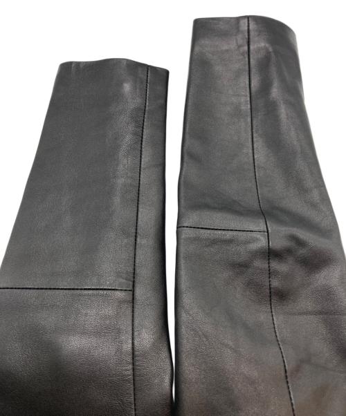 Sandro（サンドロ）Sandro (サンドロ) シープスキンベルテッドノーカラーレザージャケット ブラック サイズ:1の古着・服飾アイテム