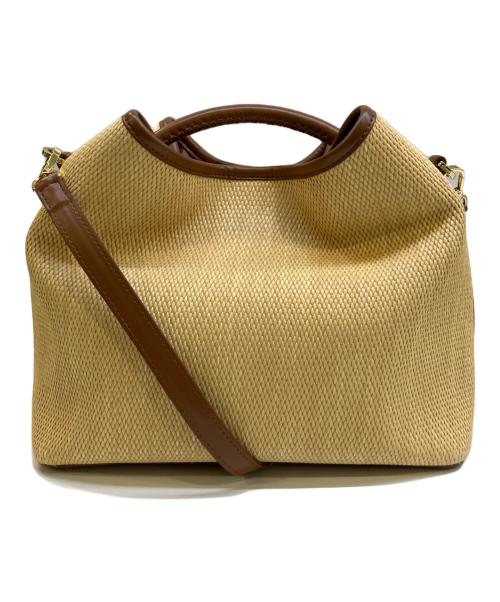 elleme（エレメ）elleme (エレメ) レザーラフィア2WAYバッグ ブラウンの古着・服飾アイテム