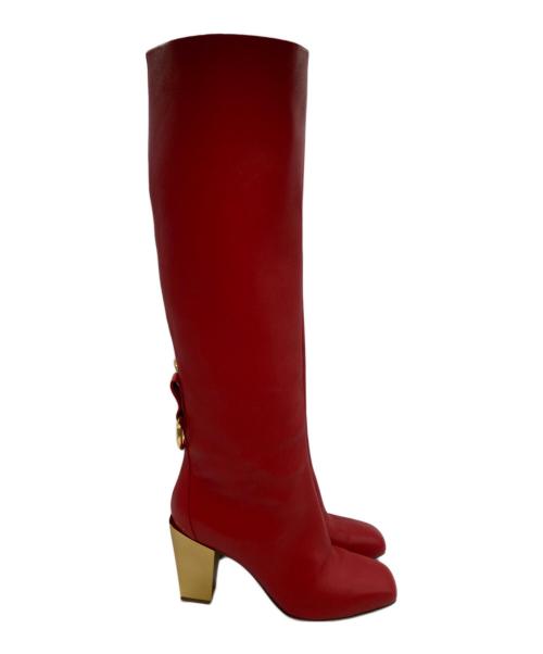 Salvatore Ferragamo（サルヴァトーレ フェラガモ）Salvatore Ferragamo (サルヴァトーレ フェラガモ) ロングブーツ レッド サイズ:6の古着・服飾アイテム