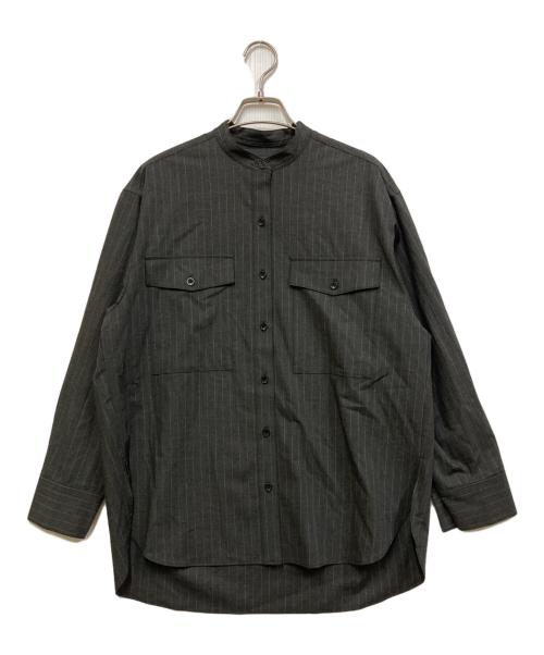 UNFILO（アンフィーロ）UNFILO (アンフィーロ) ウールライク バンドカラーシャツ グレー サイズ:Sの古着・服飾アイテム