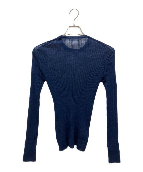 ebure（エブール）ebure (エブール) ハイゲージシアーリブニット ネイビー サイズ:freeサイズの古着・服飾アイテム