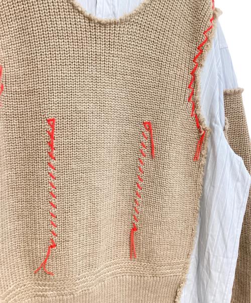 Maison Margiela（メゾンマルジェラ）Maison Margiela (メゾンマルジェラ) ニットドッキングプルオーバーシャツ ブルー×ベージュ サイズ:39の古着・服飾アイテム