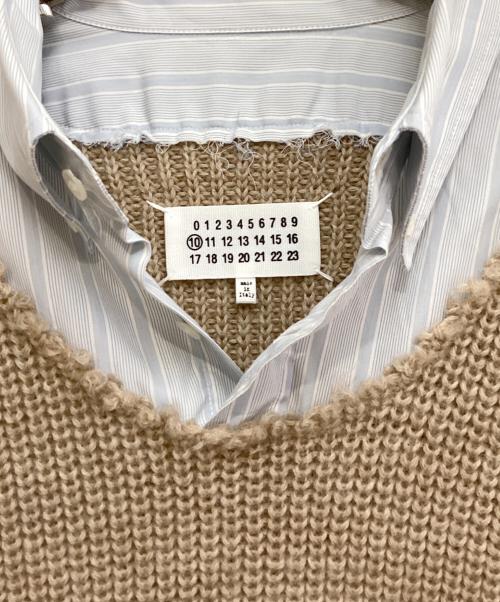 Maison Margiela（メゾンマルジェラ）Maison Margiela (メゾンマルジェラ) ニットドッキングプルオーバーシャツ ブルー×ベージュ サイズ:39の古着・服飾アイテム
