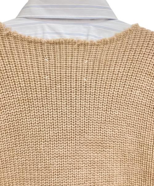 Maison Margiela（メゾンマルジェラ）Maison Margiela (メゾンマルジェラ) ニットドッキングプルオーバーシャツ ブルー×ベージュ サイズ:39の古着・服飾アイテム
