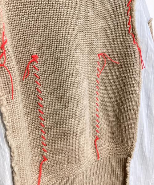 Maison Margiela（メゾンマルジェラ）Maison Margiela (メゾンマルジェラ) ニットドッキングプルオーバーシャツ ブルー×ベージュ サイズ:39の古着・服飾アイテム