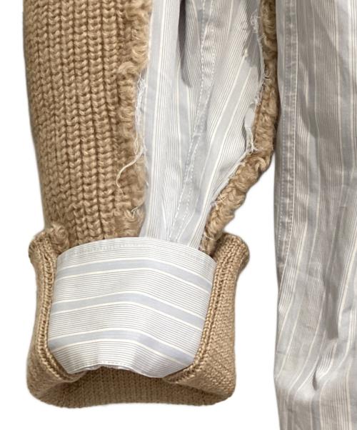 Maison Margiela（メゾンマルジェラ）Maison Margiela (メゾンマルジェラ) ニットドッキングプルオーバーシャツ ブルー×ベージュ サイズ:39の古着・服飾アイテム