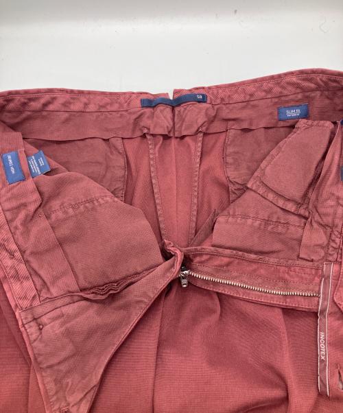 INCOTEX（インコテックス）INCOTEX (インコテックス) SLIM FIT GARMENT DYED COMFORT CHINO コットン ストレッチ スラックス  ワインレッド サイズ:50 未使用品の古着・服飾アイテム