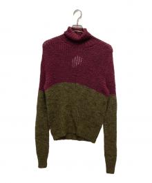 knit brary（ニット ブラリー）の古着「アルパカシルクハイネックニット」｜ワインレッド