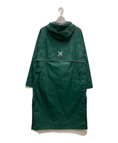 KENZO（ケンゾー）KENZO (ケンゾー) SCOOTER PARKA ロゴプリント ナイロン スクーターパーカー レインコート グリーン サイズ:Mの古着・服飾アイテム