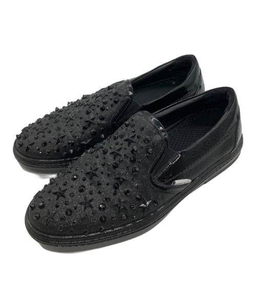 JIMMY CHOO（ジミーチュウ）JIMMY CHOO (ジミーチュウ) スタースタッズスリッポン ブラック サイズ:40の古着・服飾アイテム
