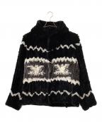 BACKLASHバックラッシュ）の古着「BACKLASH Rabbit Fur Knit Hoodie」｜ブラック