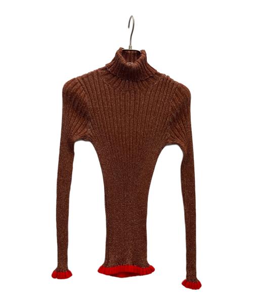 Chloe（クロエ）Chloe (クロエ) ラメタ-トルネックニット ブラウン サイズ:XSの古着・服飾アイテム