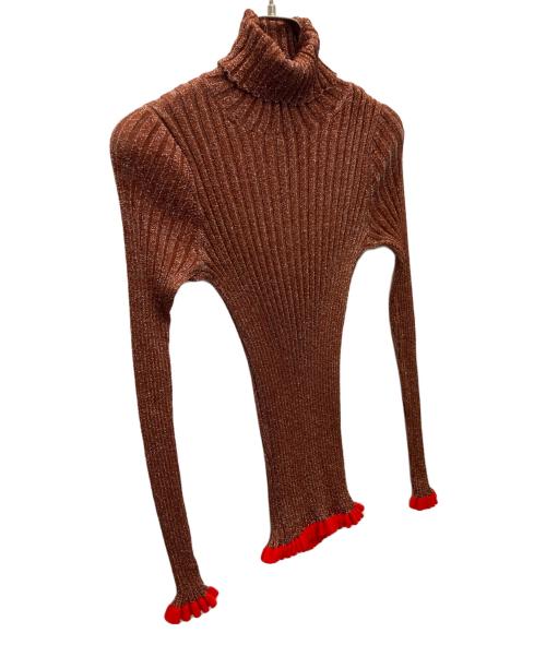 Chloe（クロエ）Chloe (クロエ) ラメタ-トルネックニット ブラウン サイズ:XSの古着・服飾アイテム