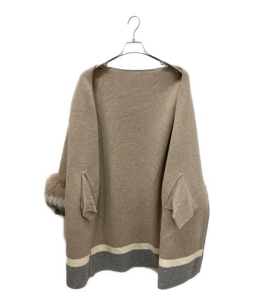ISHIHAMA（イシハマ）ISHIHAMA (イシハマ) フォクスファー付カシミヤ混ニットコート ベージュ サイズ:Mの古着・服飾アイテム